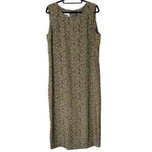 Leslie Faye Plus Size Sleeveless Olive Green/Brown Maxi Dress Size 18